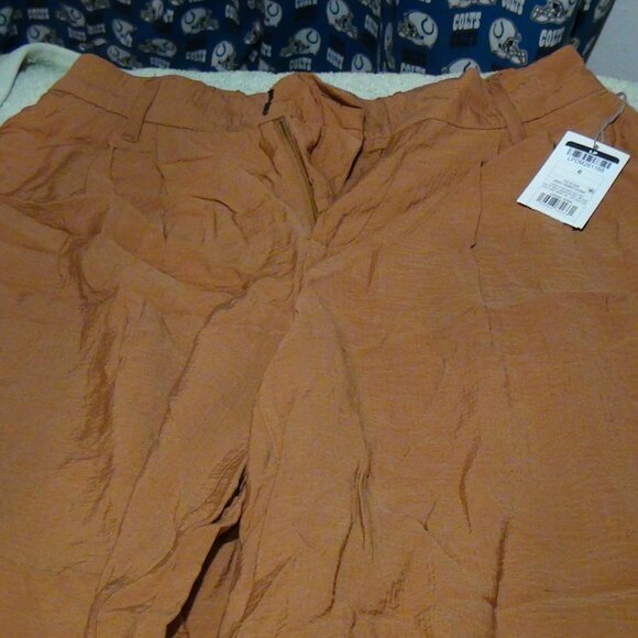 A New Day Womens High Rise Wide Leg Casual Pants Brown Brass Pockets Size 6 - Picture 15 of 16